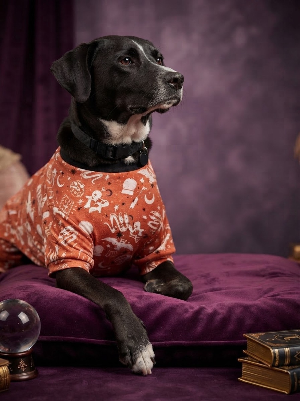 NWT Bootique by Petco Halloween Tarot Print Pet Pajamas Size L Orange Dogs Cats